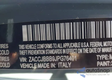 2018 Jeep Renegade Latitude 4X4 from USA, damaged, VIN ZACCJBBB9JPG76401